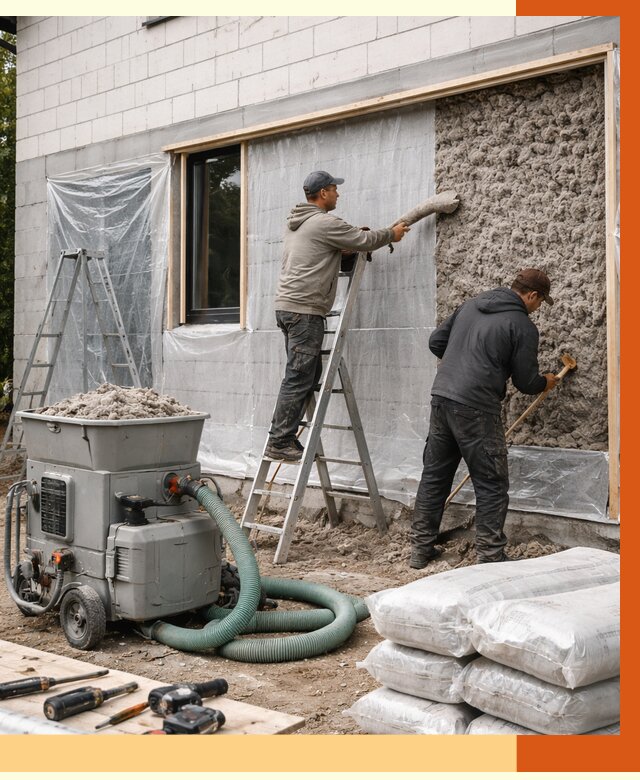 Утепление дома из газобетона эковатой в Елизове от 4558 руб./м2 | ТепломастерЛзв
