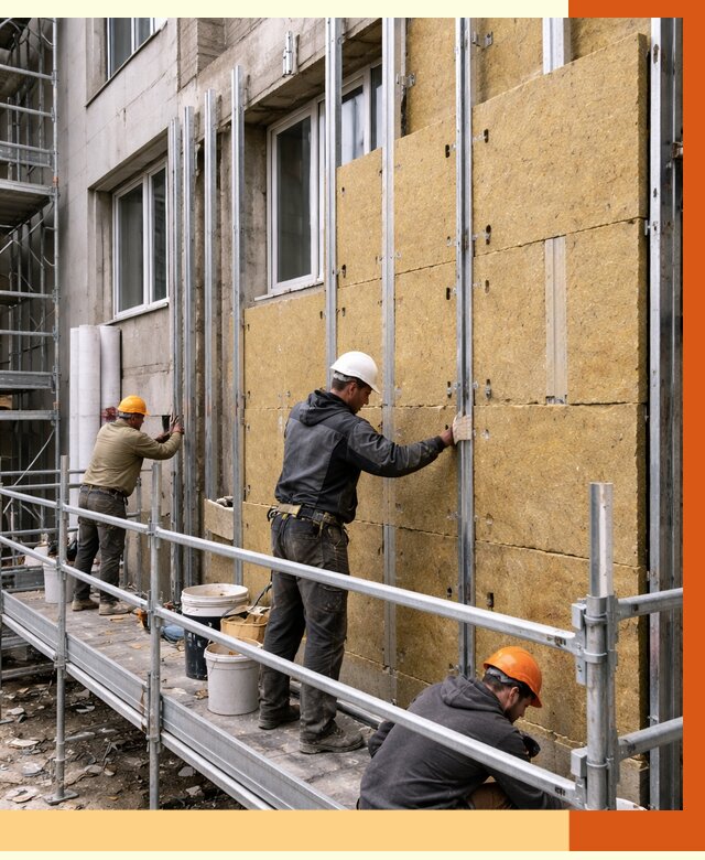 Утепление вентилируемого фасада в Елизове от 5672 руб/м2 — монтаж и утепление вентфасад | ТепломастерЛзв